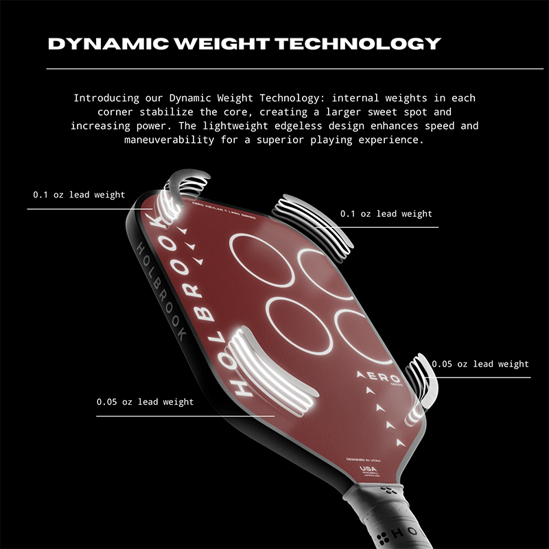 Công nghệ Dynamic Weight Technology trên vợt pickleball Holbrook Pro Aero Kevlar T 16mm