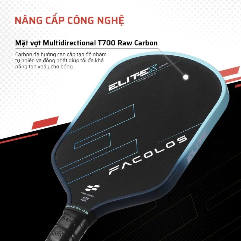 Công nghệ T700 Raw Carbon trên vợt Facolos Elite X